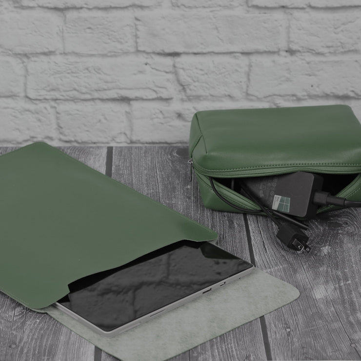 13" Vegan Leather Laptop Sleeve + Pouch - Enthopia