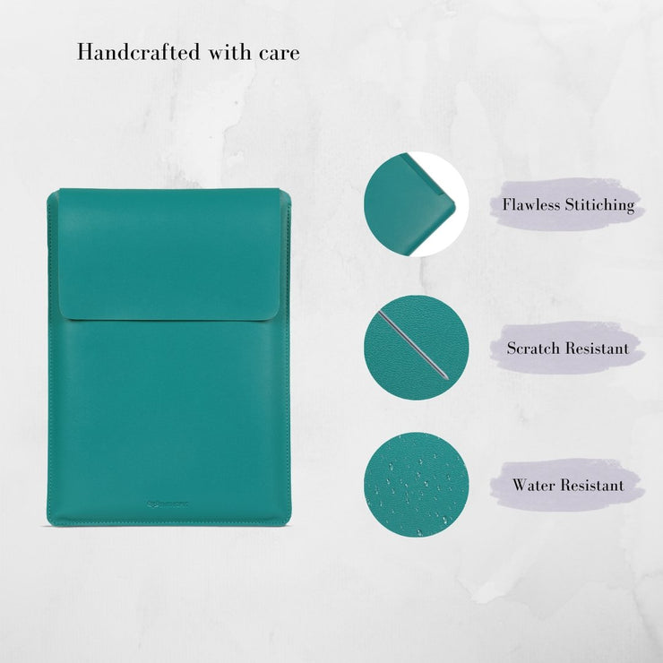 13" Vegan Leather Laptop Sleeve (Teal) - Enthopia