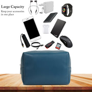 13" Vegan Leather Laptop Sleeve With Pouch (Deep Sea Blue) - Enthopia