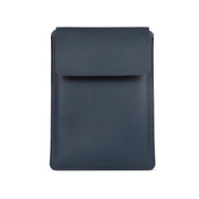 13" Vegan Leather Laptop Sleeve With Pouch (Navy Blue) - Enthopia