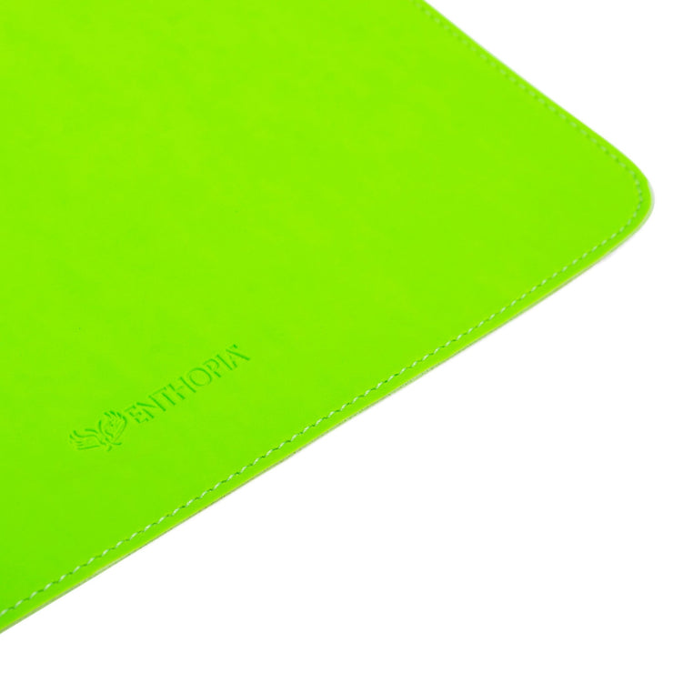 13" Vegan Leather Laptop Sleeve With Pouch (Neon Green) - Enthopia