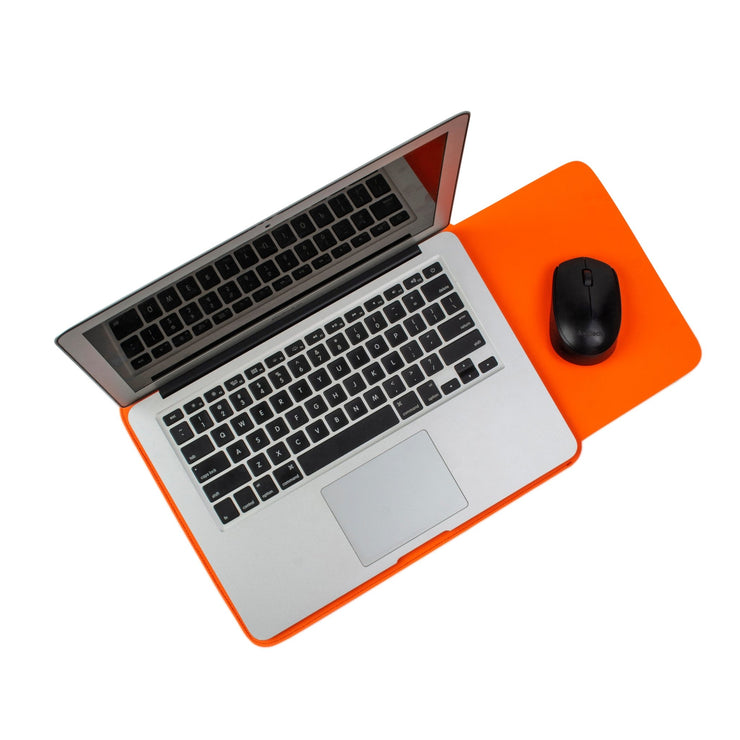 13" Vegan Leather Laptop Sleeve With Pouch (Neon Orange) - Enthopia