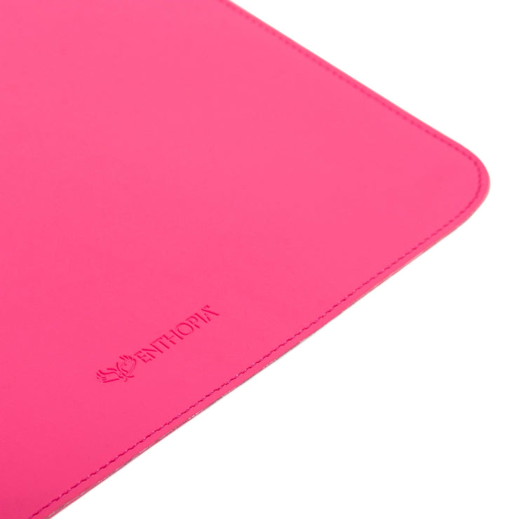 13" Vegan Leather Laptop Sleeve With Pouch (Neon Pink) - Enthopia