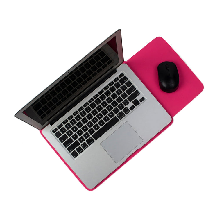 13" Vegan Leather Laptop Sleeve With Pouch (Neon Pink) - Enthopia