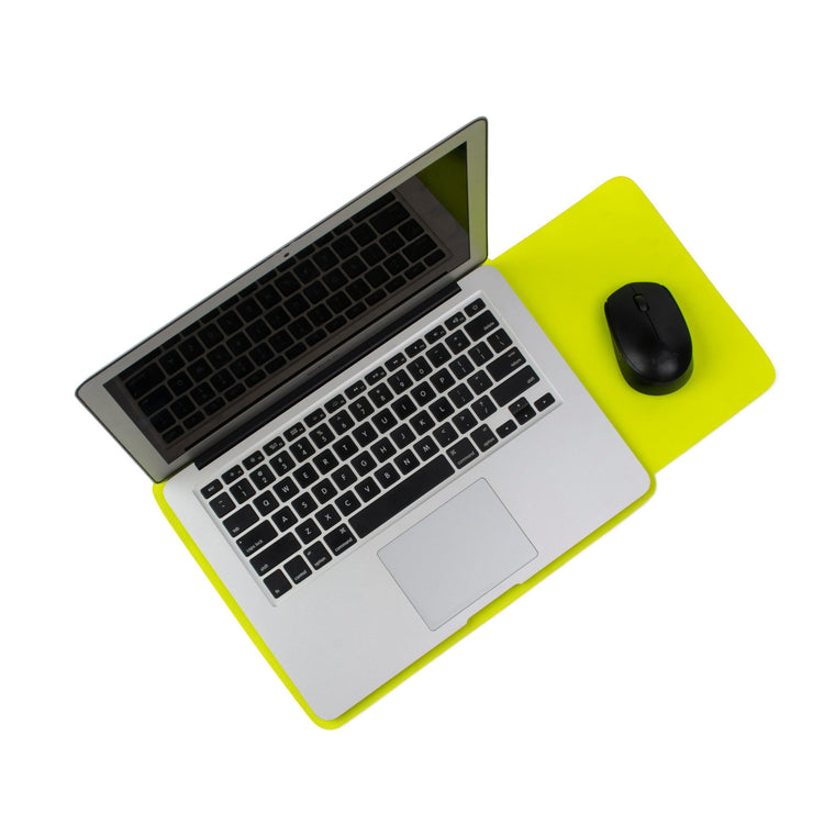 13" Vegan Leather Laptop Sleeve With Pouch (Neon Yellow) - Enthopia