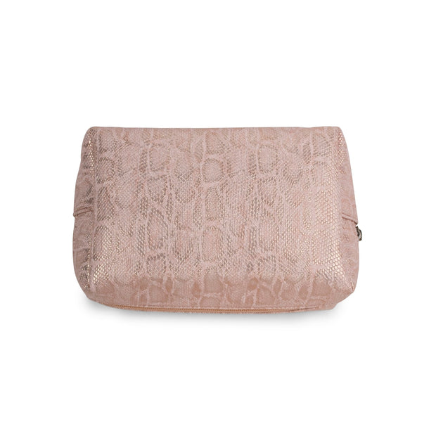 13" Vegan Leather Laptop Sleeve With Pouch (Snake Pink Gold) - Enthopia