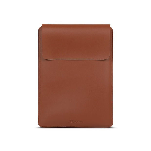 13" Vegan Leather Laptop Sleeve With Pouch (Tan) - Enthopia
