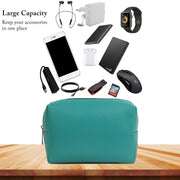 13" Vegan Leather Laptop Sleeve With Pouch (Teal) - Enthopia