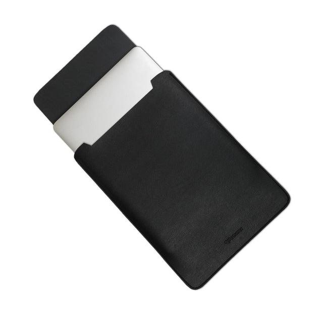 14" Vegan Leather Laptop Sleeve (Black) - Enthopia