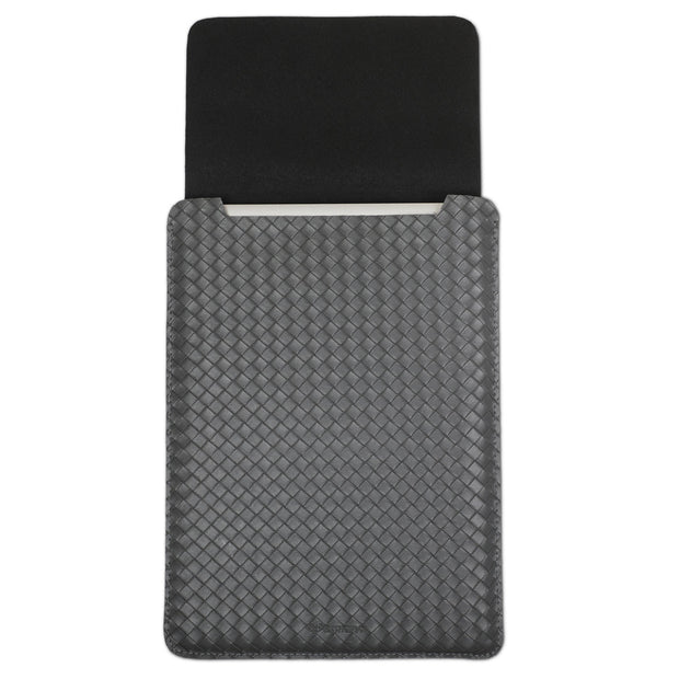 14" Vegan Leather Laptop Sleeve (Criss-Cross Grey) - Enthopia