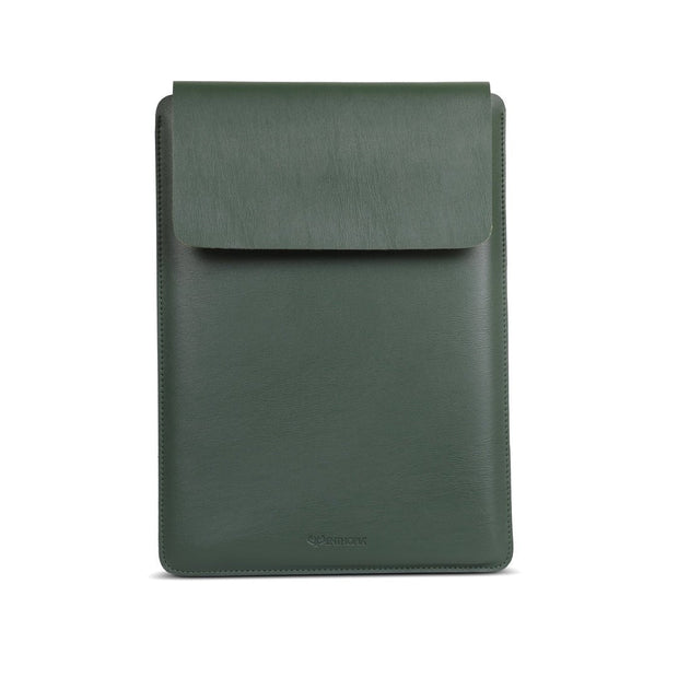 14" Vegan Leather Laptop Sleeve (Olive green) - Enthopia