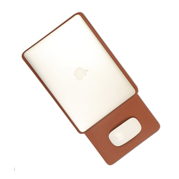 14" Vegan Leather Laptop Sleeve (Tan) - Enthopia
