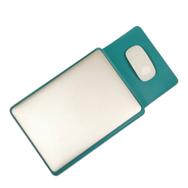 14" Vegan Leather Laptop Sleeve (Teal) - Enthopia