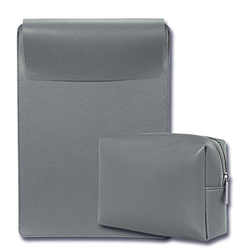 14" Vegan Leather Laptop Sleeve with Pouch - Enthopia