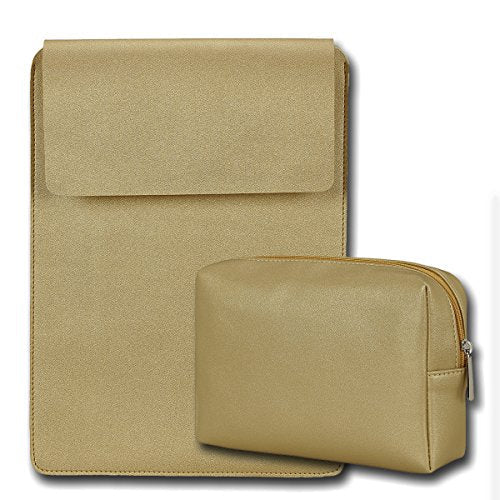 14" Vegan Leather Laptop Sleeve with Pouch - Enthopia
