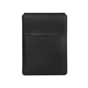 14" Vegan Leather Laptop Sleeve With Pouch (Black) - Enthopia