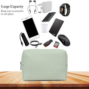 14" Vegan Leather Laptop Sleeve With Pouch (Criss-Cross Mint) - Enthopia