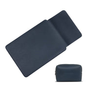 14" Vegan Leather Laptop Sleeve With Pouch (Navy Blue) - Enthopia