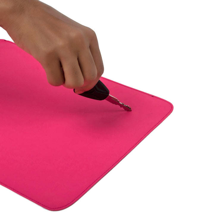 14" Vegan Leather Laptop Sleeve With Pouch (Neon Pink) - Enthopia