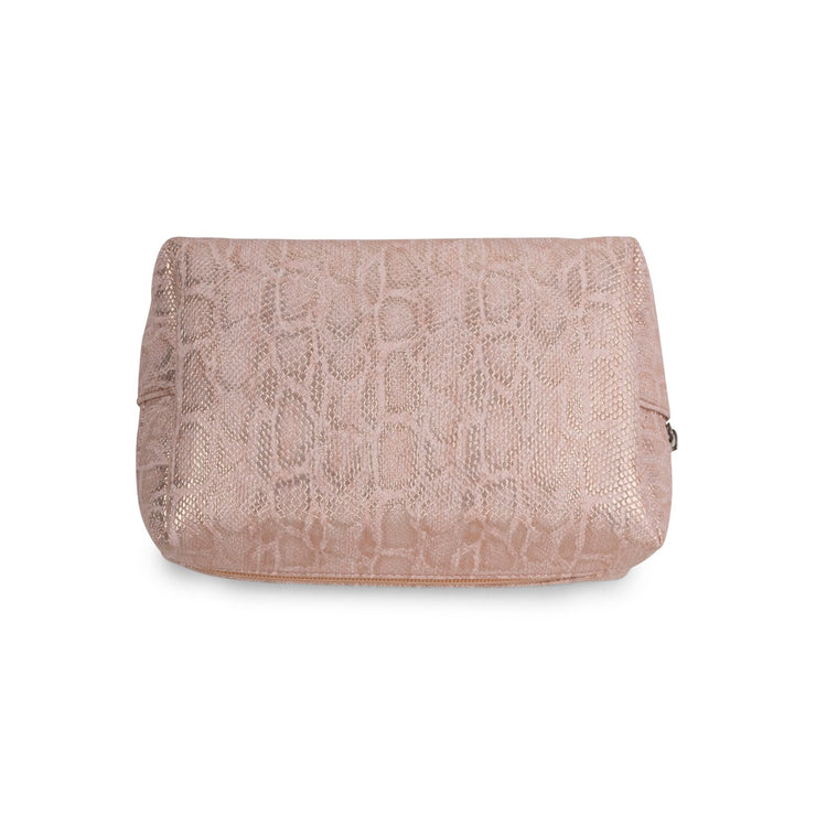 14" Vegan Leather Laptop Sleeve With Pouch (Snake Pink Gold) - Enthopia