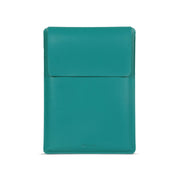 14" Vegan Leather Laptop Sleeve With Pouch (Teal) - Enthopia