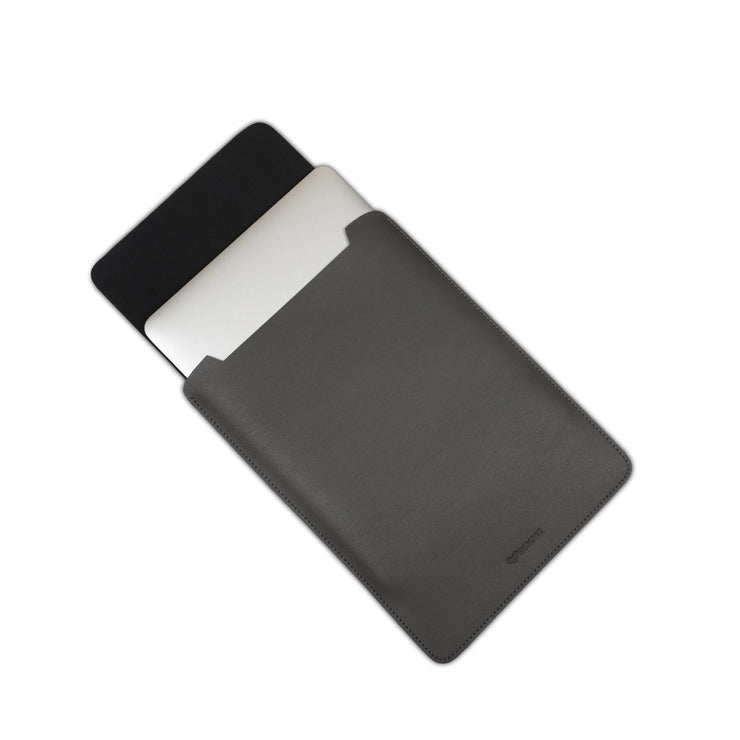 15" Vegan Leather Laptop Sleeve (Dark Grey) - Enthopia