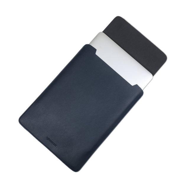 15" Vegan Leather Laptop Sleeve (Navy blue) - Enthopia