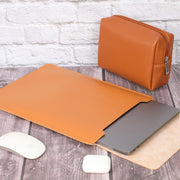 15" Vegan Leather Laptop Sleeve + Pouch - Enthopia