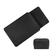 15" Vegan Leather Laptop Sleeve With Pouch (Black) - Enthopia