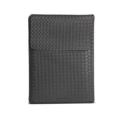 15" Vegan Leather Laptop Sleeve With Pouch (Criss - Cross Grey) - Enthopia