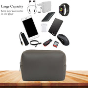 15" Vegan Leather Laptop Sleeve With Pouch (Dark Grey) - Enthopia