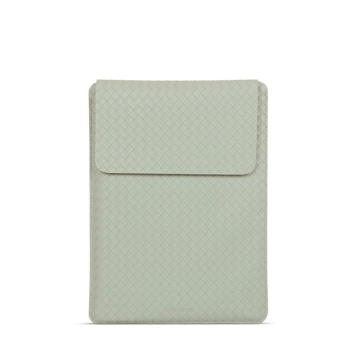 16" Vegan Leather Laptop Sleeve (Criss-Cross Mint) - Enthopia