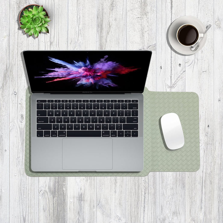 16" Vegan Leather Laptop Sleeve (Criss-Cross Mint) - Enthopia