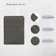16" Vegan Leather Laptop Sleeve (Dark Grey) - Enthopia
