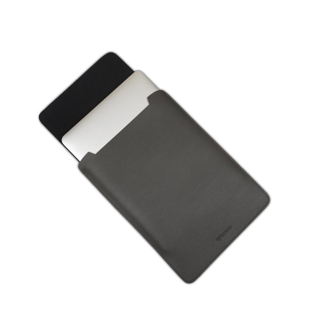 16" Vegan Leather Laptop Sleeve (Dark Grey) - Enthopia