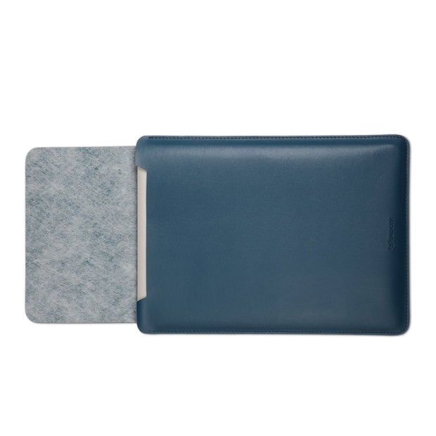 16" Vegan Leather Laptop Sleeve (Deep Sea Blue) - Enthopia
