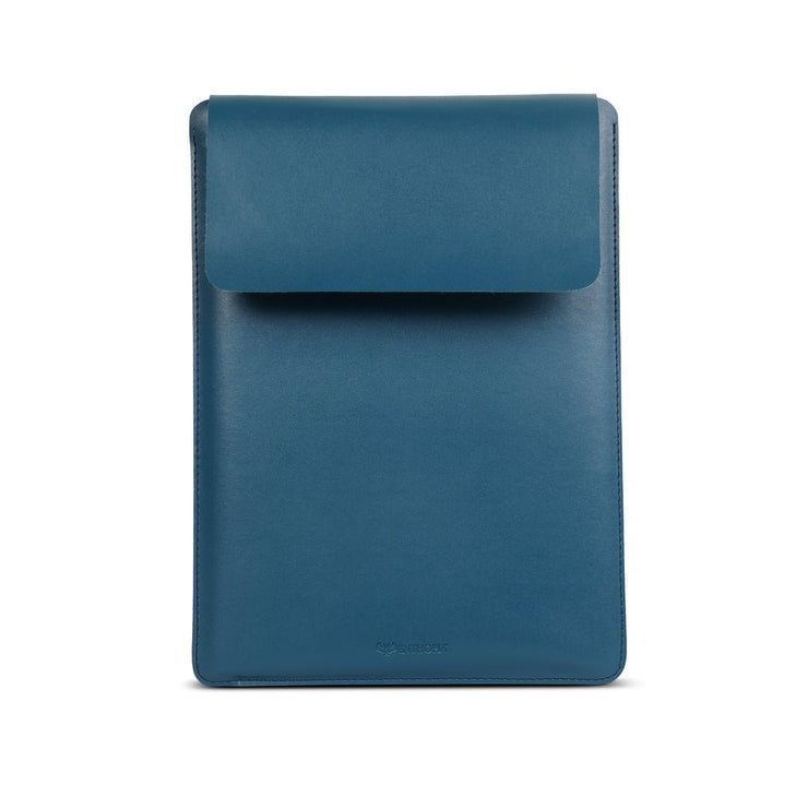16" Vegan Leather Laptop Sleeve (Deep Sea Blue) - Enthopia