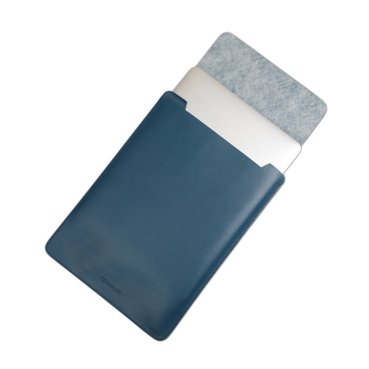 16" Vegan Leather Laptop Sleeve (Deep Sea Blue) - Enthopia