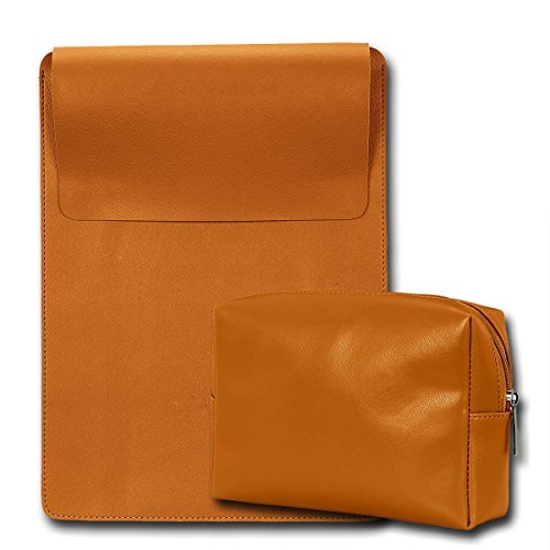 16" Vegan Leather Laptop Sleeve with Pouch - Enthopia