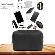 16" Vegan Leather Laptop Sleeve With Pouch (Black) - Enthopia