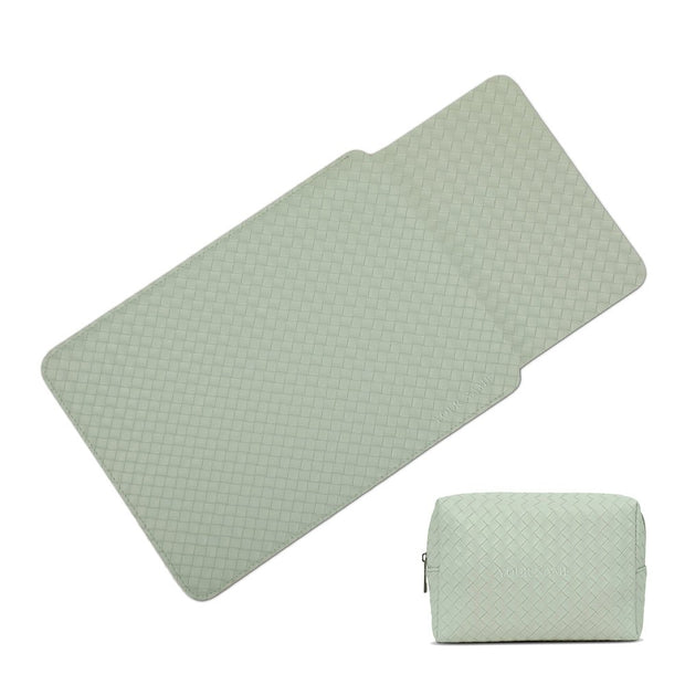 16" Vegan Leather Laptop Sleeve With Pouch (Criss - Cross Mint) - Enthopia
