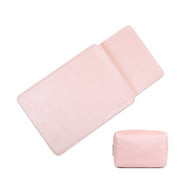 16" Vegan Leather Laptop Sleeve With Pouch (Shimmering Pink) - Enthopia