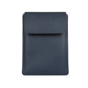 15" Vegan Leather Laptop Sleeve With Pouch (Navy Blue) - Enthopia