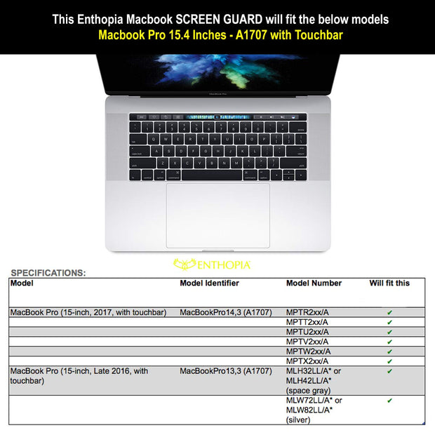 Screen Guard for MacBook Pro 15 inch - A1707 (2016-2018) - Enthopia