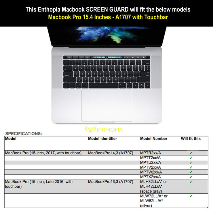 Screen Guard for MacBook Pro 15 inch - A1707 (2016-2018) - Enthopia