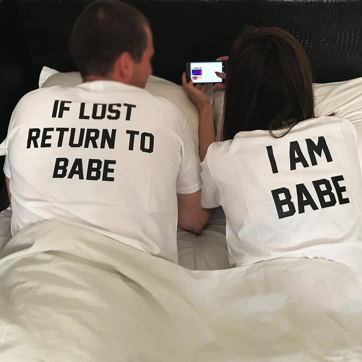 Couple Half Sleeve Round Neck T-Shirt - Babe - Enthopia