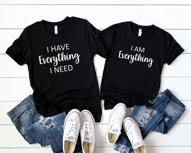 Couple Half Sleeve Round Neck T-Shirt - Everything (Black) - Enthopia