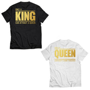 Couple Half Sleeve Round Neck T-Shirt - King Queen - Enthopia