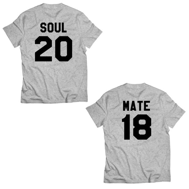 Couple Half Sleeve Round Neck T-Shirt - Soul Mate - Enthopia