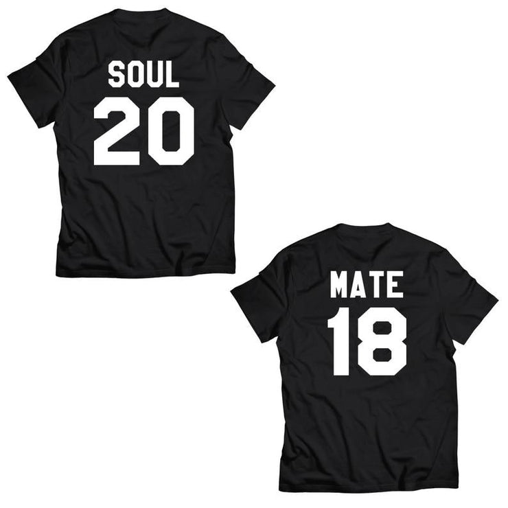 Couple Half Sleeve Round Neck T-Shirt - Soul Mate - Enthopia